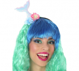 Diadema com cauda de sereia e flores