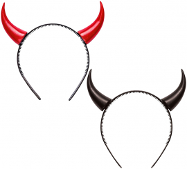 Faixa de cabeça com chifres de diabo em várias cores