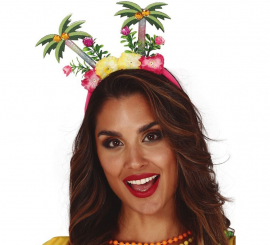 Diadema com palmeiras e flores