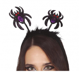 Faixa de cabelo de aranhas brilhantes pretas