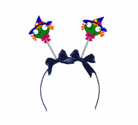 Tiara de bruxa colorida com laços