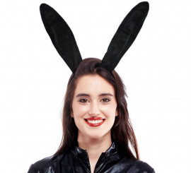 Tiara de coelho preto com orelhas compridas