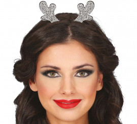 Tiara com chifres de rena prateada