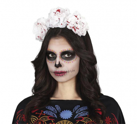 Headband of bloody white flowers