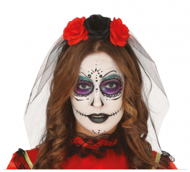 Tiara de flor com véu