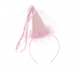 Soft pink beanie headband with ribbons