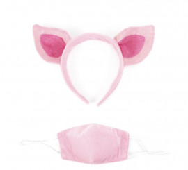 Tiara com orelhas de porco e máscara