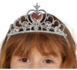 Silver Princess Headband with hearts