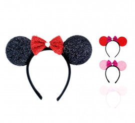 Tiara Little Mouse Lame com laço em cores sortidas