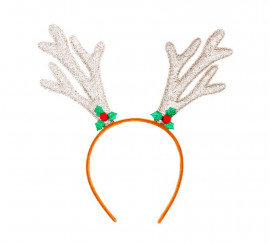 Tiara de rena com brilho prateado