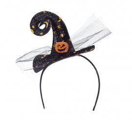 Tiara de Chapéu de Bruxa com Abóbora