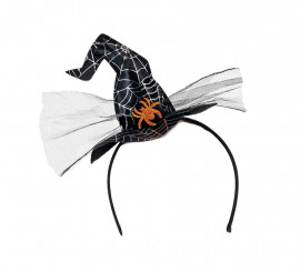 Tiara de chapéu de bruxa teia de aranha