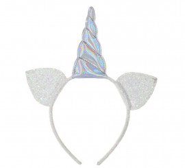 Tiara de unicórnio azul celeste e orelhas brilhantes