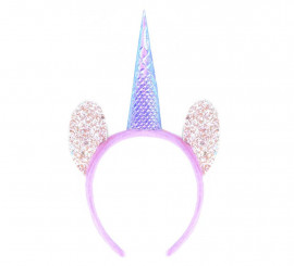 Tiara de unicórnio azul e orelhas brilhantes