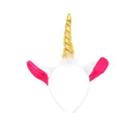 Faixa de unicórnio dourada e branca com orelhas