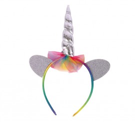 Tiara de unicórnio cinza infantil