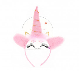 Tiara de unicórnio de veludo rosa