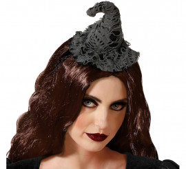 Mini Gray Witch Hat Headband
