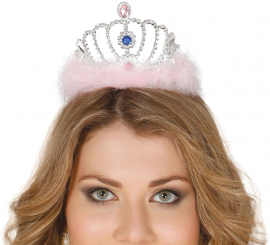 Diadema de prata com penas