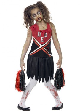 Fato de líder de torcida zombie para menina