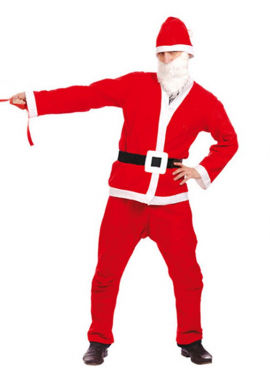 Cheap Santa Claus Costume with Hat and Beard for Men