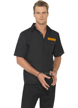 Fato de camisa preta para presidiário para homem