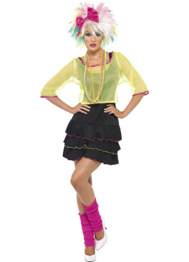 Fato de pop girl dos anos 80 para mulher