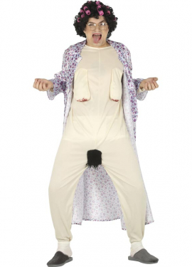 Fato de velhinha ou de avó com surpresa para homem