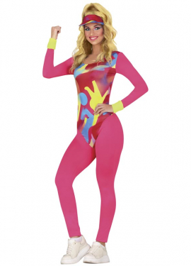 Fato psicodélica feminina de aeróbica dos anos 80