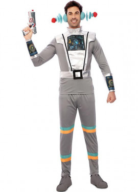 Fato de agente espacial cinza com pulseiras para homem