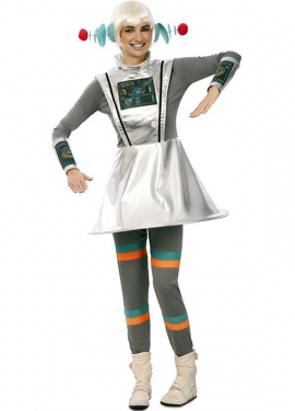 Fato de Agente Espacial cinzento com munhequeiras para mulher