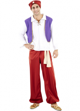 Fato de Aladim vermelho e branco para homem