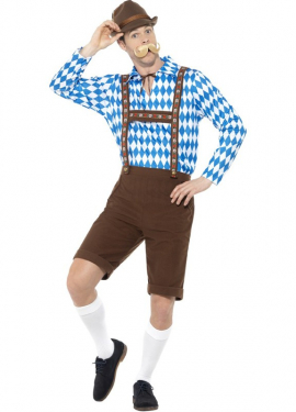 Fato de alemão tradicional azul e marrom para homem