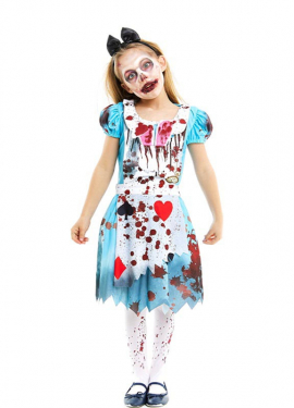 Fantasia de Alice Zombie vestido azul clássico para meninas e adolescentes