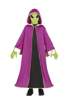 Green Alien costume with cape for children