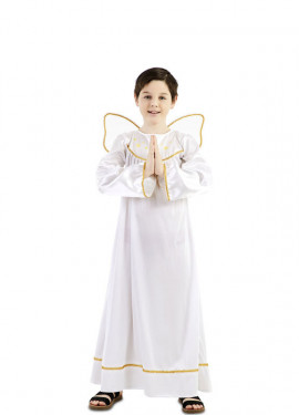 Fato de anjo com detalhes dourados para menino