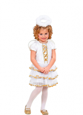 Fato de anjo dourado glamoroso para menina