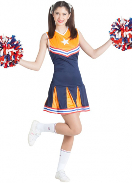 Orange and Blue Cheerleader Costume for Women