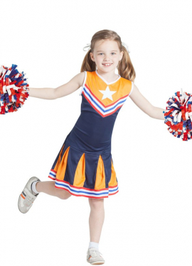 Orange and Blue Cheerleader Costume for Girl