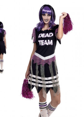 Fato de líder de torcida zumbi roxa para mulher