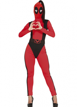 Fato de anti-heroína vermelho feminino