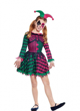 Fato de arlequina tricolor para menina