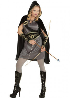 Black and gray Medieval Archer costume for women