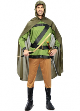 Green Forest Archer Costume with Cape for Men