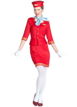 Red Flight Attendant Costume for Women