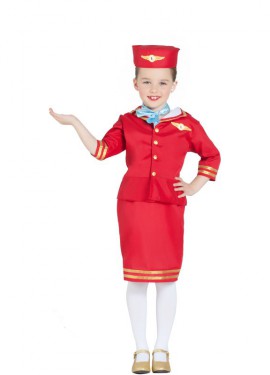 Red Flight Attendant Costume for Girl
