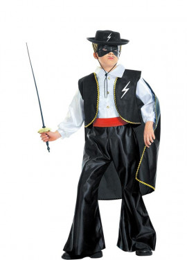 Fato de bandido mascarado preto com máscara para criança