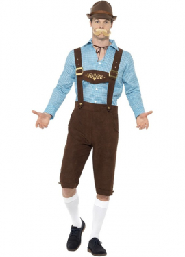 Fato bávaro azul e marrom para homem