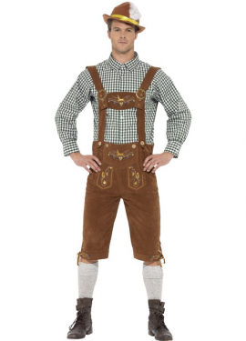 Traje tradicional da Baviera marrom com Lederhosen para homem