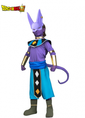 Dragon Ball Beerus costume with mask and makeup for children